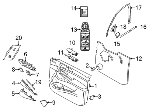 2020 BMW X6 DOOR HANDLE INNER RIGHT Diagram for 51216997809