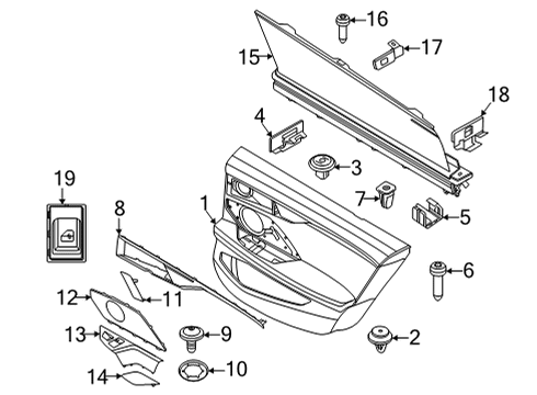 2023 BMW 840i xDrive Gran Coupe Interior Trim - Rear Door Diagram