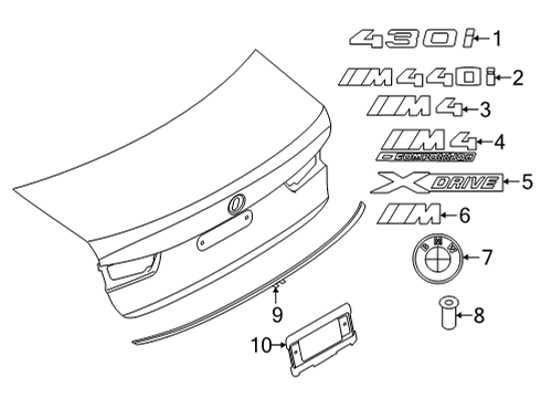 2023 BMW M4 PRIMED REAR SPOILER Diagram for 51625A09D49