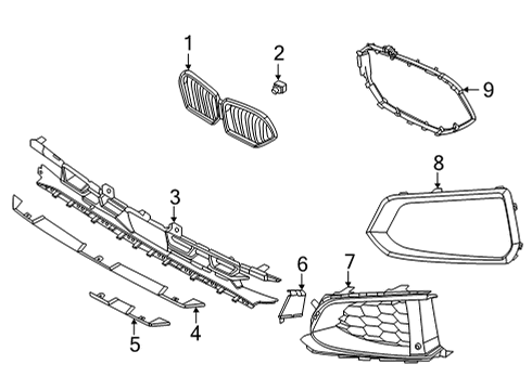 2021 BMW X6 M Grille & Components Diagram 4