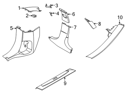 2023 BMW 228i Gran Coupe Interior Trim - Pillars Diagram