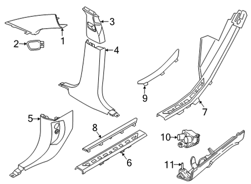 2024 BMW X6 M Interior Trim - Pillars Diagram