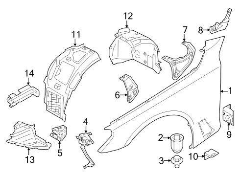 2024 BMW 750e xDrive Fender & Components Diagram