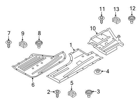 2021 BMW 330i xDrive Under Cover & Splash Shields Diagram 1