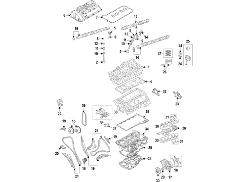 2021 BMW M550i xDrive Engine Parts, Mounts, Cylinder Head & Valves, Camshaft & Timing, Variable Valve Timing, Oil Cooler, Oil Pan, Oil Pump, Balance Shafts, Crankshaft & Bearings, Pistons, Rings & Bearings Diagram 2