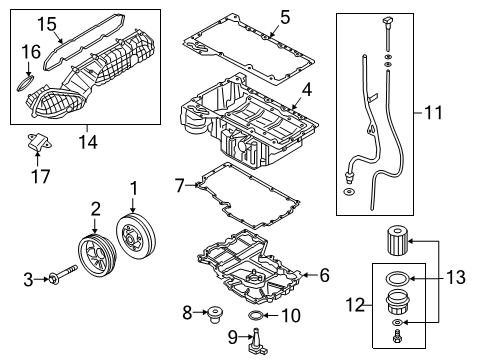 2022 BMW 750i xDrive Engine Parts, Mounts, Cylinder Head & Valves, Camshaft & Timing, Variable Valve Timing, Oil Cooler, Oil Pan, Oil Pump, Balance Shafts, Crankshaft & Bearings, Pistons, Rings & Bearings Diagram 1