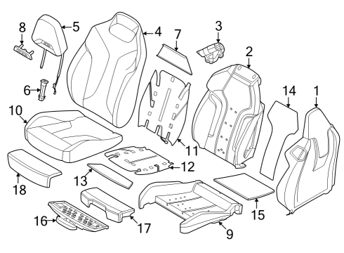 2023 BMW 840i xDrive Gran Coupe Front Seat Components Diagram 4