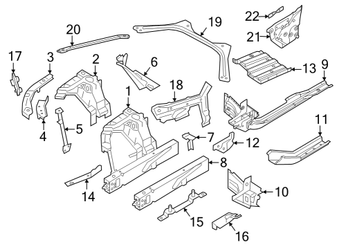 2023 BMW 430i xDrive Gran Coupe Structural Components & Rails Diagram