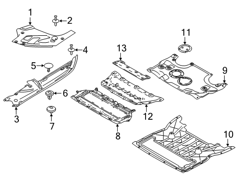 2021 BMW 530e Splash Shields Diagram