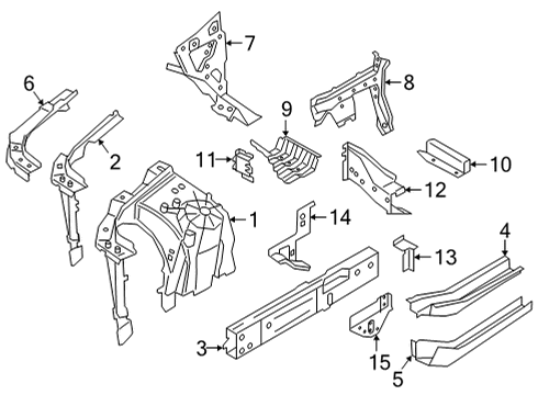 2023 BMW X6 M Structural Components & Rails Diagram