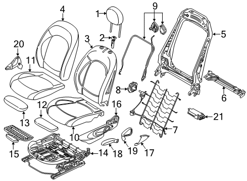 LEATHER COVER SPORT BACKREST Diagram for 52107939856