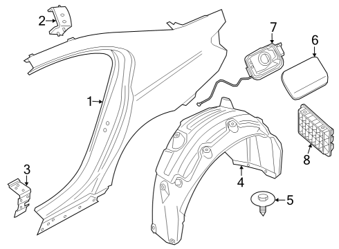 2023 BMW 540i xDrive Quarter Panel & Components Diagram