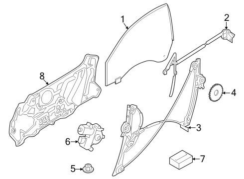 2022 BMW 840i xDrive Gran Coupe Front Door Glass & Hardware Diagram 1