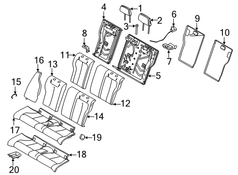 2021 BMW M240i xDrive Rear Seat Components Diagram 3