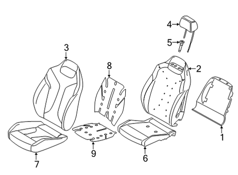 2024 BMW M8 Front Seat Components Diagram 1