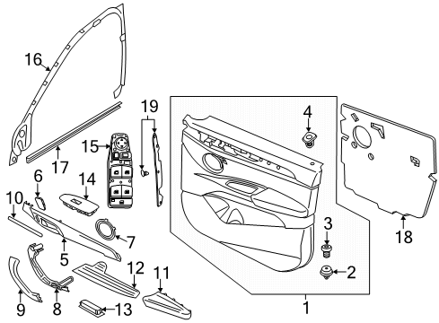 2022 BMW X1 Interior Trim - Front Door Diagram