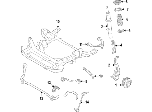 2021 BMW X6 M Front Suspension, Lower Control Arm, Upper Control Arm, Ride Control, Stabilizer Bar, Suspension Components Diagram 9