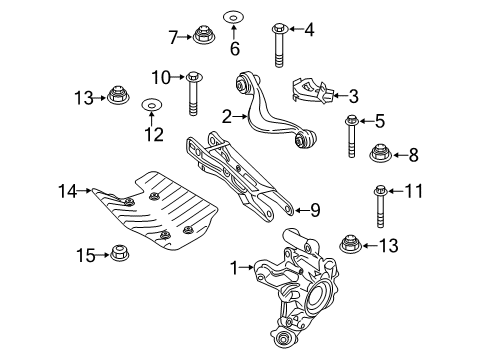 2022 BMW 750i xDrive Rear Suspension, Lower Control Arm, Upper Control Arm, Ride Control, Stabilizer Bar, Suspension Components Diagram 3