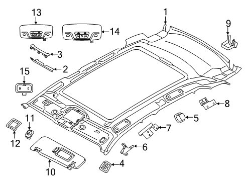 2022 BMW X4 HEADLINING PANORAMIC ROOF Diagram for 51445A05EE0