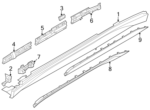 2022 BMW X1 Exterior Trim - Pillars Diagram