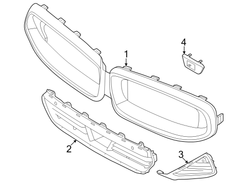 2022 BMW 230i FRONT ORNAMENTAL GRILLE BLAC Diagram for 51138098220