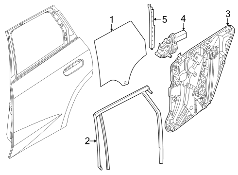 2023 BMW X1 Glass - Rear Door Diagram