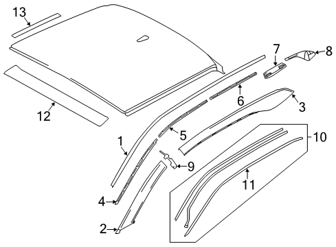 2021 BMW i3 Exterior Trim - Roof Diagram