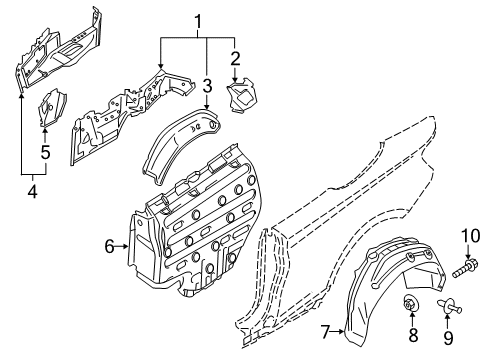 2021 BMW 230i Inner Structure - Quarter Panel Diagram 1