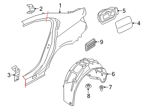 2022 BMW 330i xDrive Quarter Panel & Components Diagram