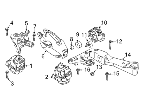 2021 BMW X3 M Engine & Trans Mounting Diagram 3