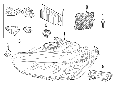 2024 BMW X1 HEADLIGHT, LED, AHL, HIGH, L Diagram for 63115A64431