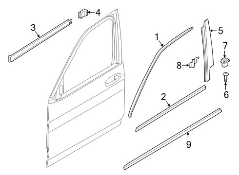 2023 BMW X7 Exterior Trim - Front Door Diagram