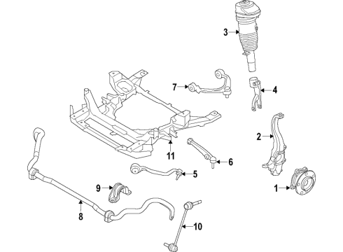 2022 BMW X5 Front Suspension, Lower Control Arm, Upper Control Arm, Ride Control, Stabilizer Bar, Suspension Components Diagram 8