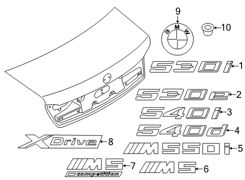 2022 BMW 530e Exterior Trim - Trunk Diagram