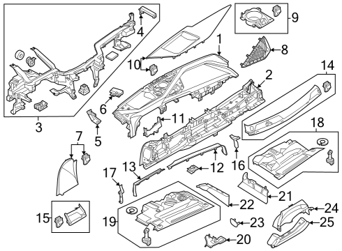 2023 BMW 760i xDrive Instrument Panel Components Diagram