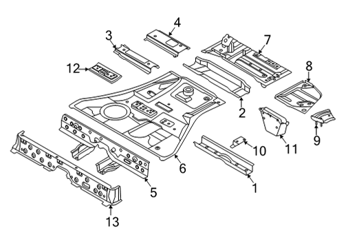 2021 BMW X6 M Rear Floor & Rails Diagram 1