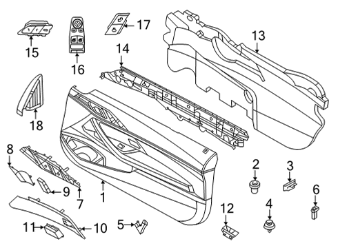 2022 BMW M4 Interior Trim - Door Diagram