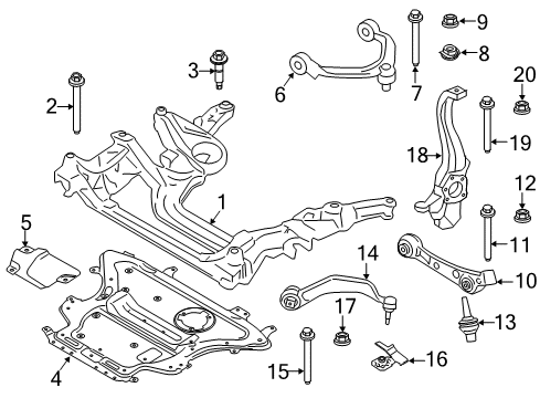 2021 BMW 530e Front Suspension Components, Ride Control, Stabilizer Bar, Upper Control Arm Diagram 1