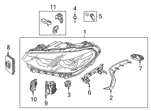 2021 BMW X4 Headlamp Components Diagram 1