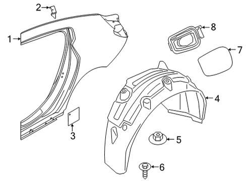 2024 BMW M850i xDrive Gran Coupe Quarter Panel & Components Diagram