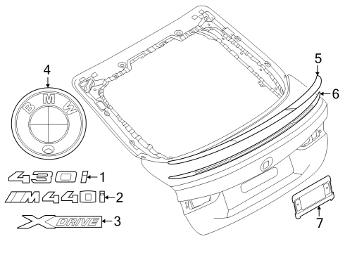 2024 BMW 430i xDrive Gran Coupe Exterior Trim - Lift Gate Diagram