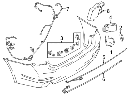 2024 BMW M8 Electrical Components - Rear Bumper Diagram