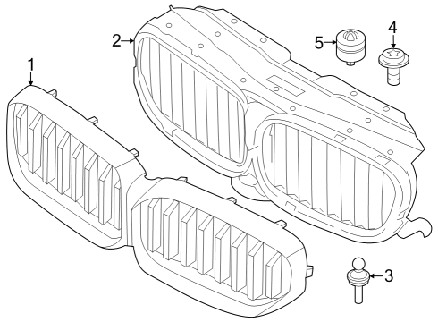 2021 BMW 530e Grille & Components Diagram 6