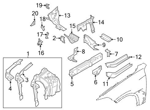 2021 BMW X5 Structural Components & Rails Diagram