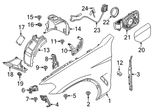 2021 BMW X3 M Fender & Components Diagram 1