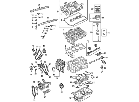 2023 BMW 230i Cylinder Head & Valves, Camshaft & Timing, Variable Valve Timing, Oil Pump, Balance Shafts, Crankshaft & Bearings, Pistons, Rings & Bearings Diagram