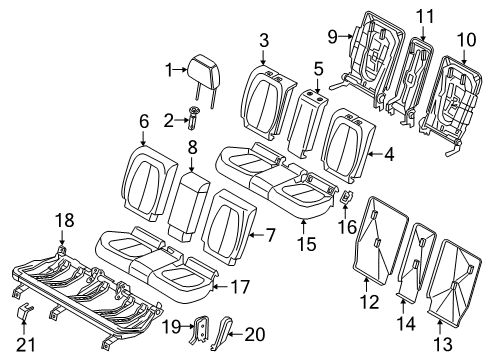 2021 BMW X1 Rear Seat Components Diagram 1