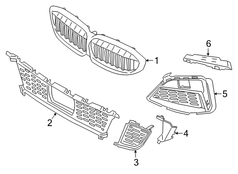 2021 BMW 330e xDrive Grille & Components Diagram 2