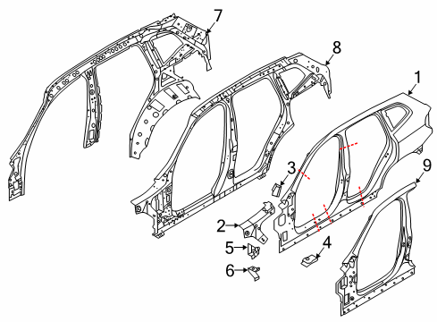 2021 BMW X4 Hinge Pillar, Uniside Diagram