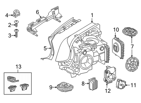 2023 BMW 540i xDrive Headlamp Components Diagram